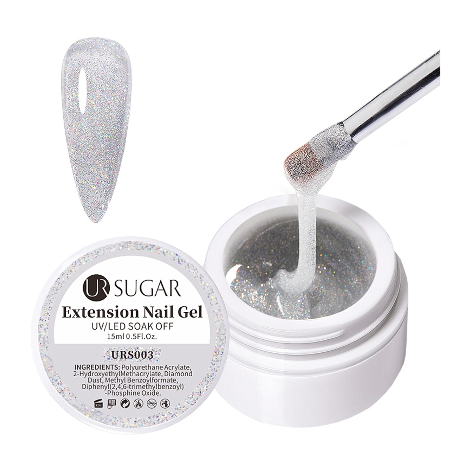 URSUGAR -  Glitter Hard Polygel -  URS003 -  15 ml