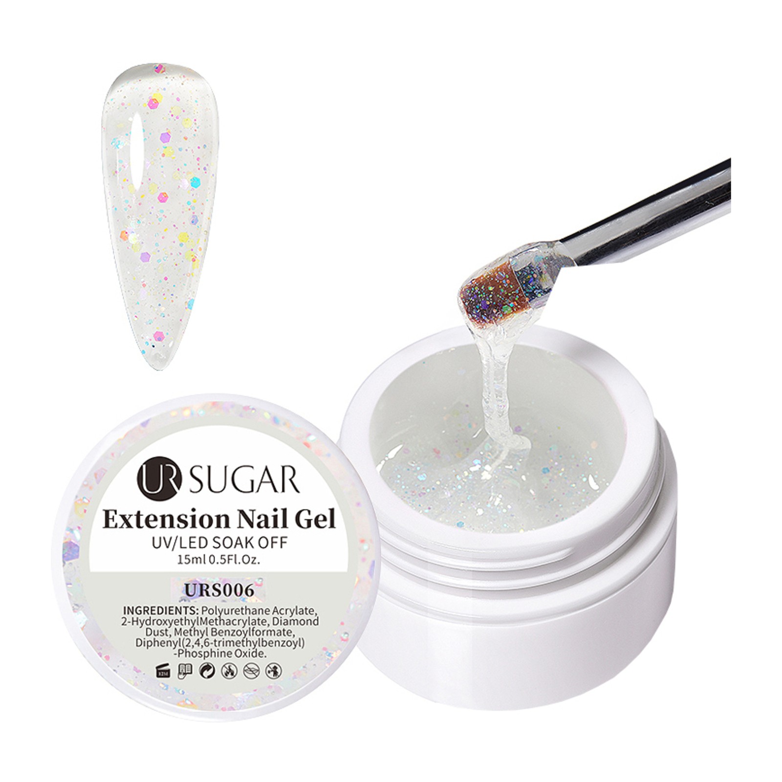 URSUGAR -  Glitter Hard Polygel -  URS006 -  15 ml